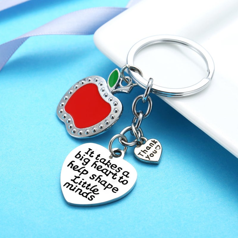 Nimteve Teacher Appreciation Gift It Takes A Big Heart To Help Shape Little Minds Heart Charms Keychain - Image 2